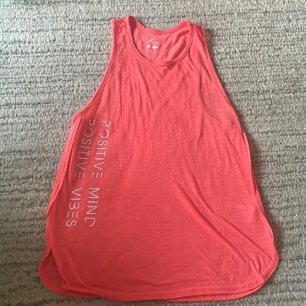 Old navy active go-dry small semi fitted neon tank positive mind positiv…